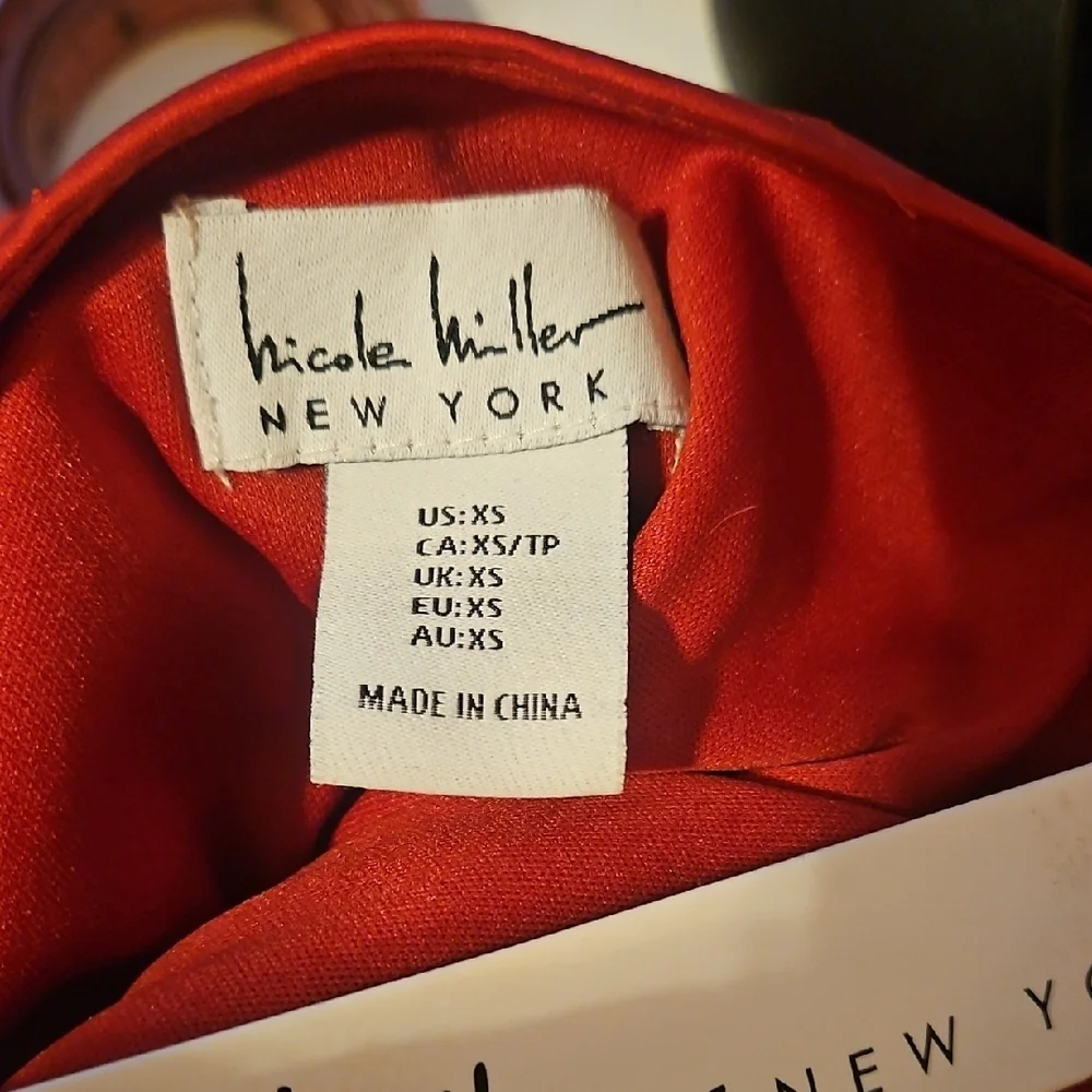 Nicole Miller Red Wrap-Front Maxi Dress with Ruffled Skirt - Picture 9 of 10